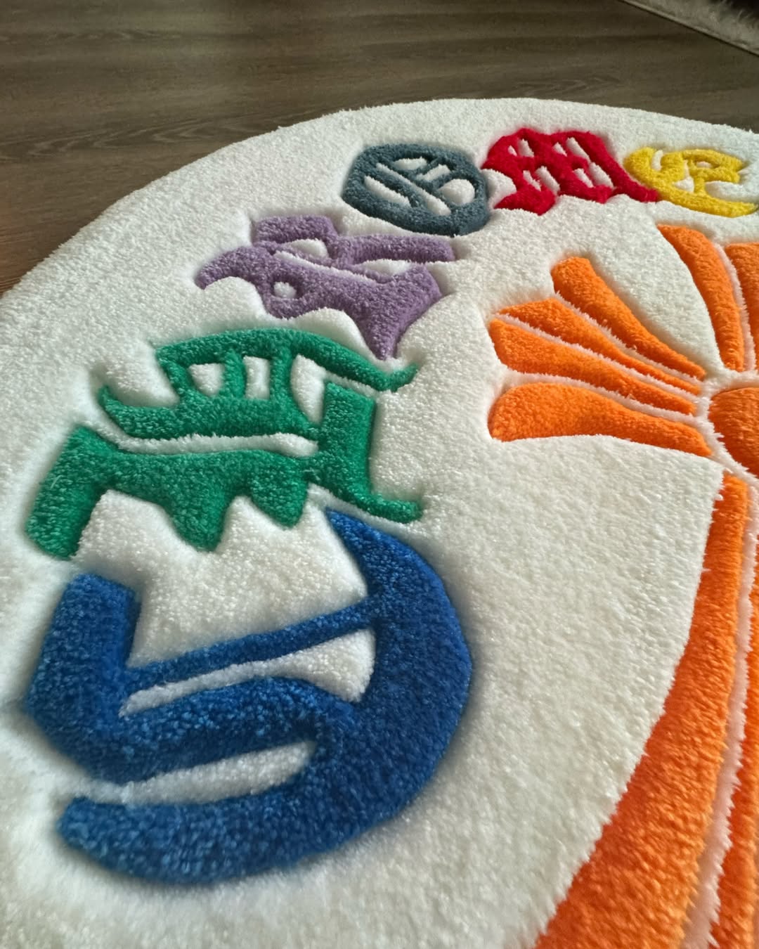 Chrome Hearts Colourful Round Rug Logo-Inspired Tufted
