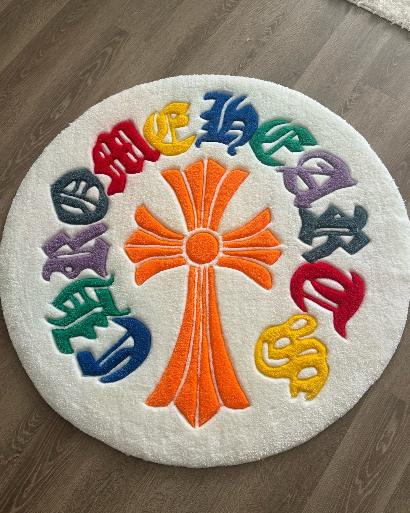 Chrome Hearts Colourful Round Rug Logo-Inspired Tufted