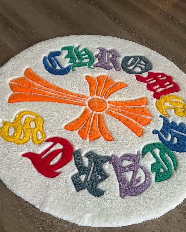 Chrome Hearts Colourful Round Rug Logo-Inspired Tufted
