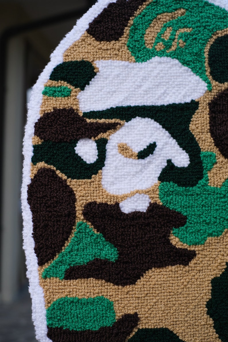 BAPE-Inspired Camo Ape Head Custom Tufted Rug 3