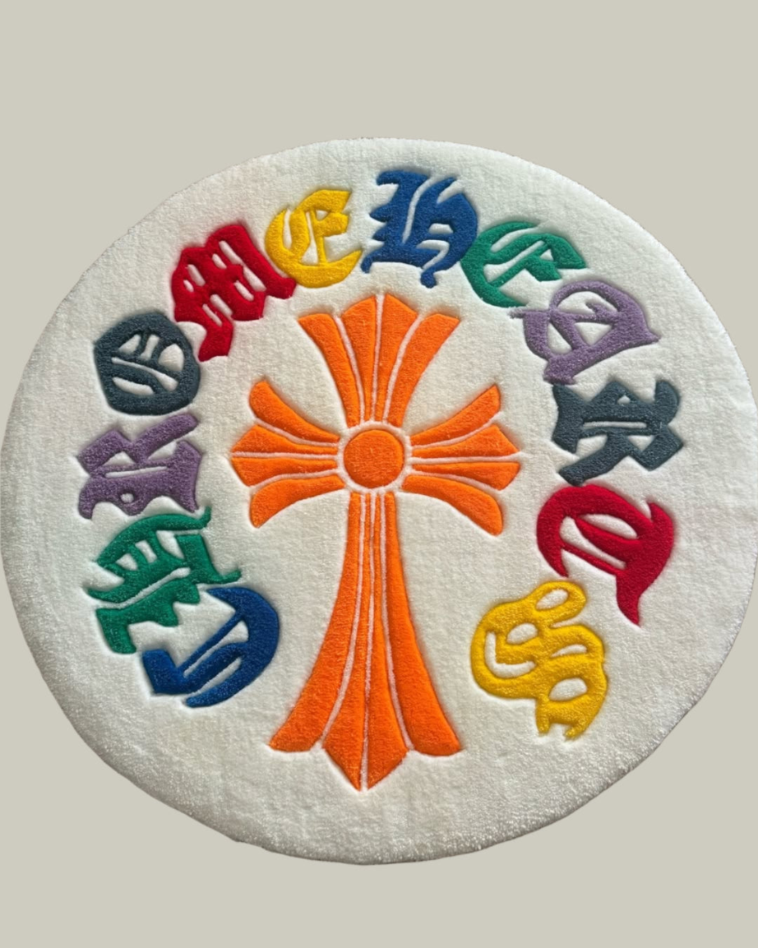 Chrome Hearts Colourful Round Rug Logo-Inspired Tufted