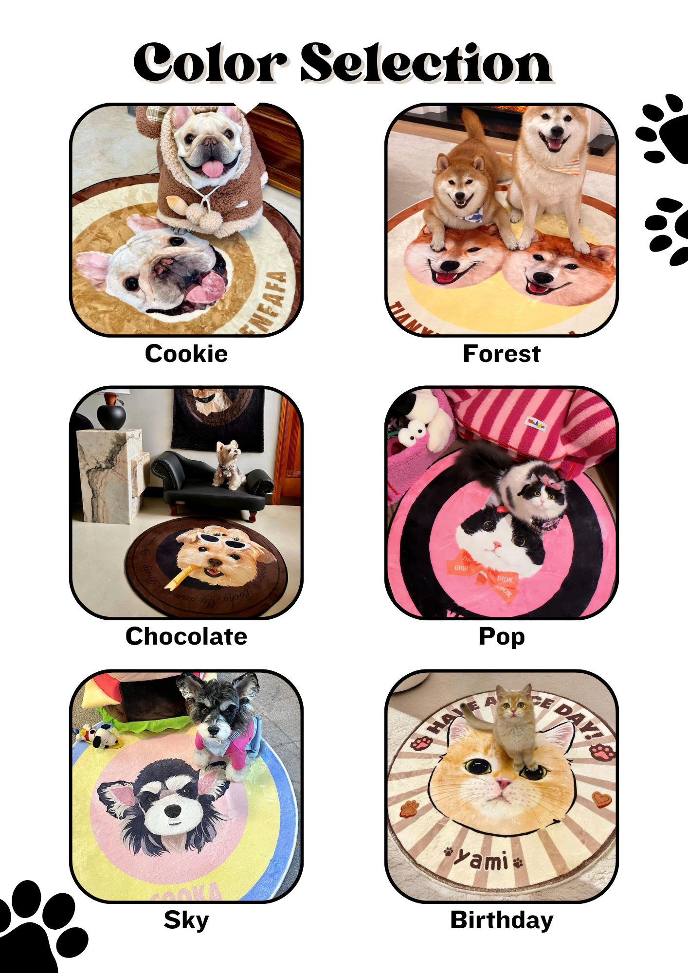 Color Selection - Custom Pet Round Rug 2