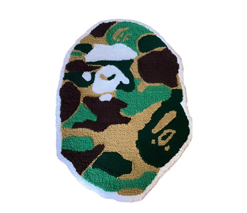 BAPE-Inspired Camo Ape Head Custom Tufted Rug 1