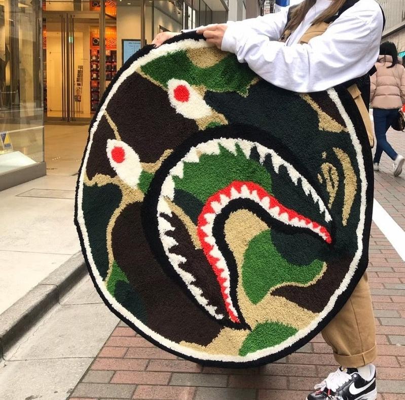 BAPE Camo Shark-Inspired Custom Tufted Rug 3