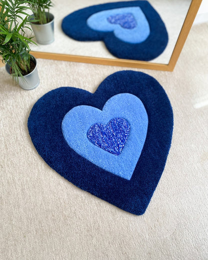 Blue Heart Custom Tufted Rug