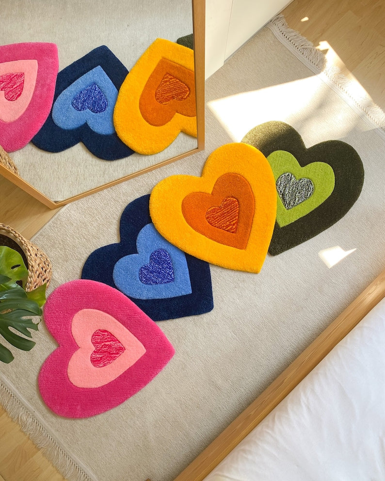 Order Custom Heart Tufted Rugs – Handmade Colorful Rugs for Any Room