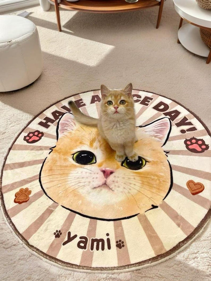 Custom Circular Rugs Order Custom Pet Round Rug – Personalized Handmade Rug By Your Image