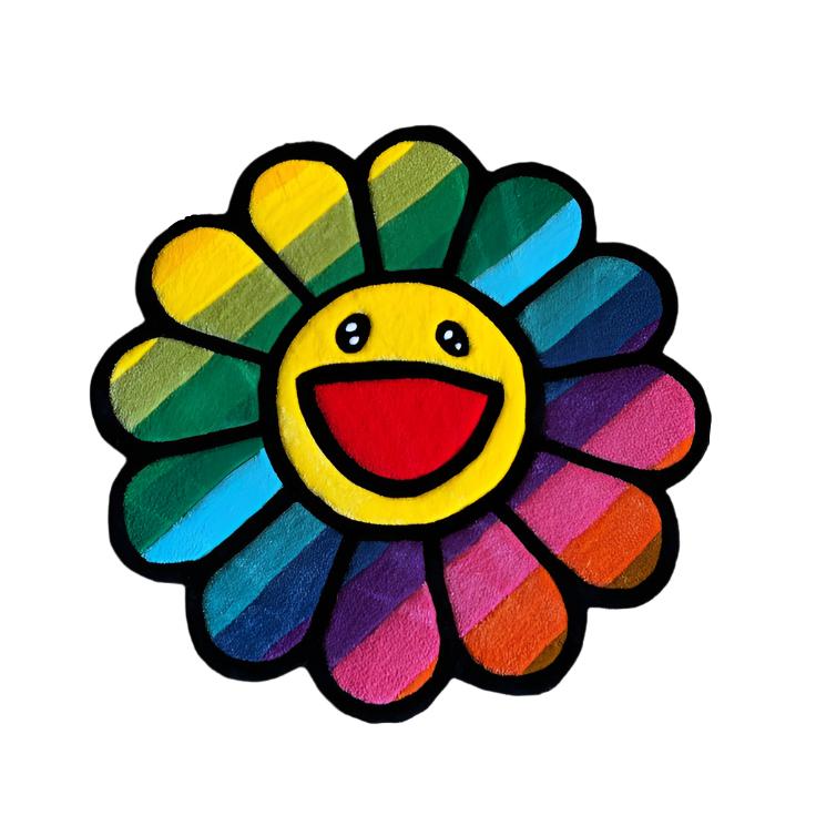 Custom Rainbow Flower Face Tufted Rug