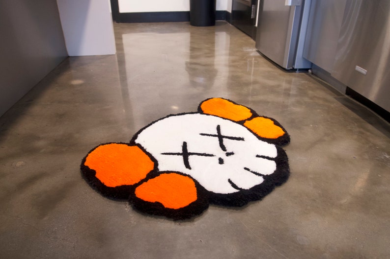 Orange KAWS-Inspired Custom Tufted Rug 2